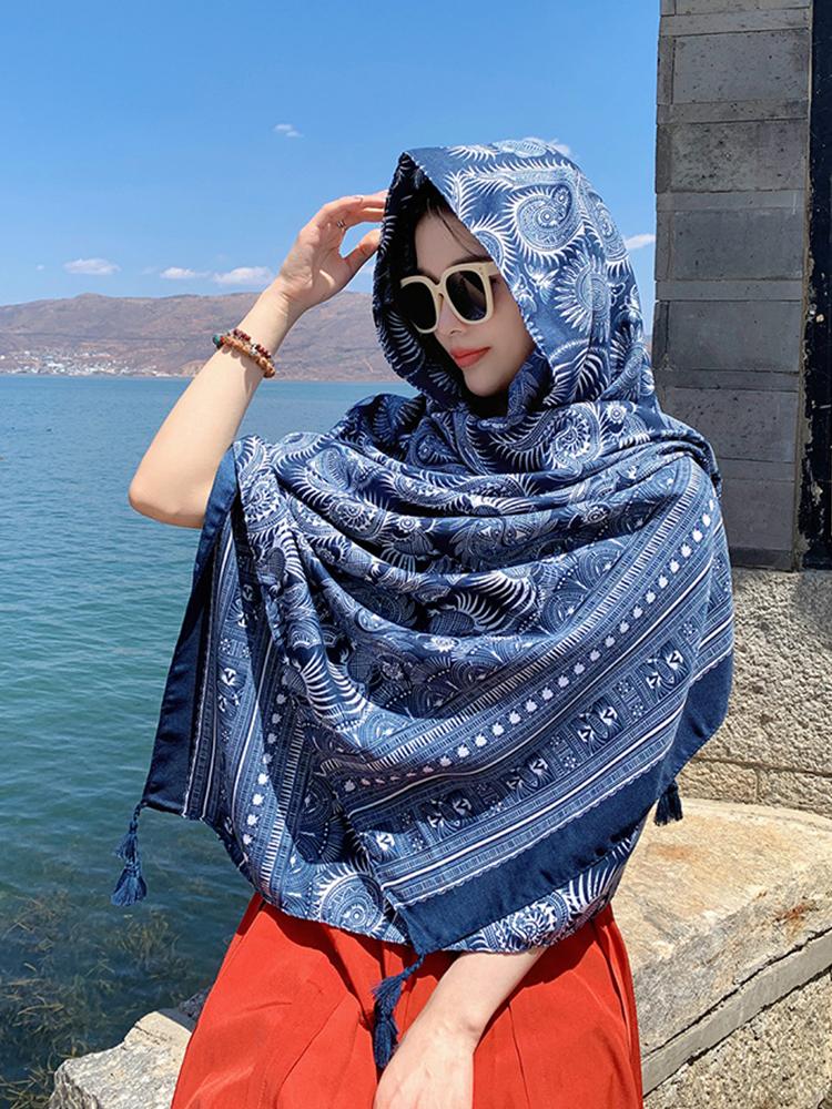 Summer Chiffon Hijab Women Silk Scarf Vintage Print Mujer Long Shawl Bandana Sarong Beach Wrap Scarve Boho Pareo Bufanda Stoles