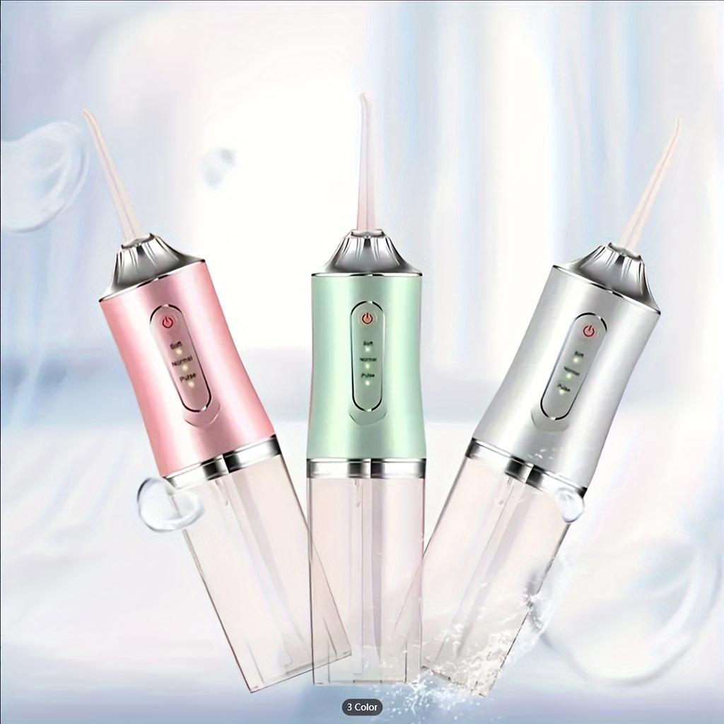 Oral Irrigator Portable Dental Water Flosser USB Rechargeable Water Jet Floss Tooth Pick 4 Jet Tip 220ml 3 Modes IPX7 1400rpm