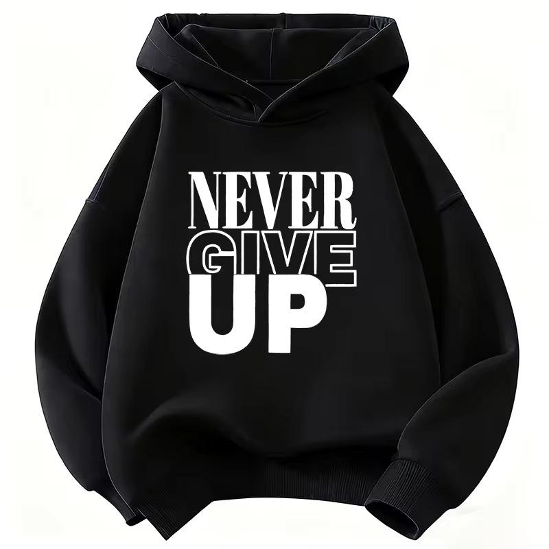 "Never Give Up" Letter Print Children's Sweatshirt - Spring Sportswear for Boys & Girls