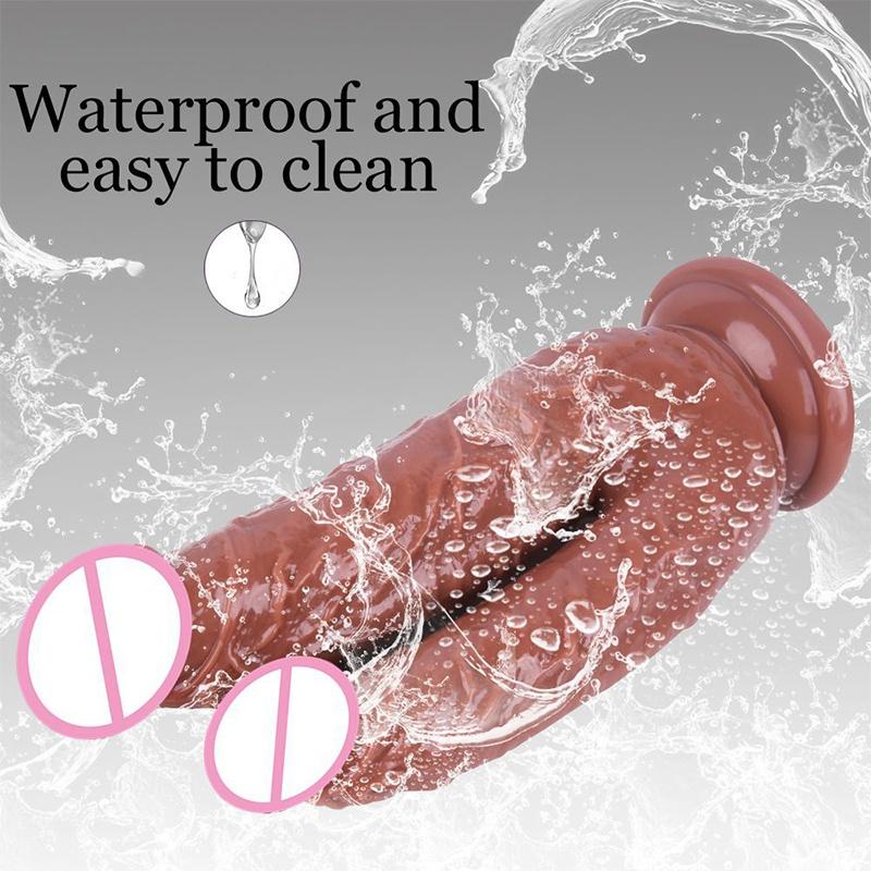Double Dildos Female Masturbation Double Penetration Both Vagina and Anus Big Penis with Suction Cup Sex Toy Strap On Two Dildo