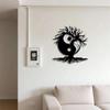 Yin Yang Metal Wall Art, Chinese Iron Tree of Life Sculpture for Office Living Room, Zen Meditation Home Decor, Black White Harmony Gift