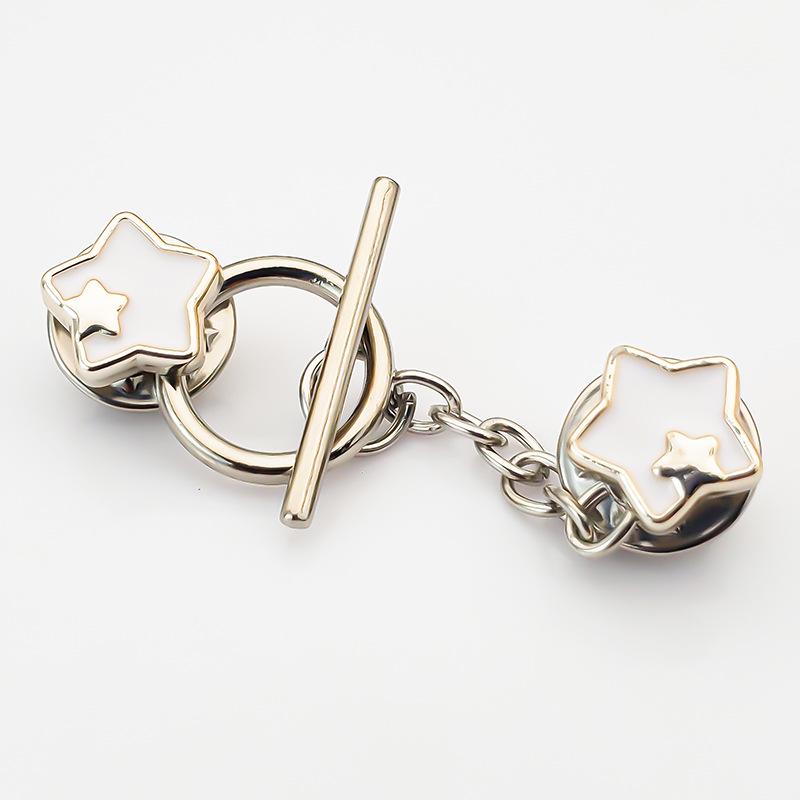 Pearl Brooch Cardigan Chain with Decorative OT Buckle