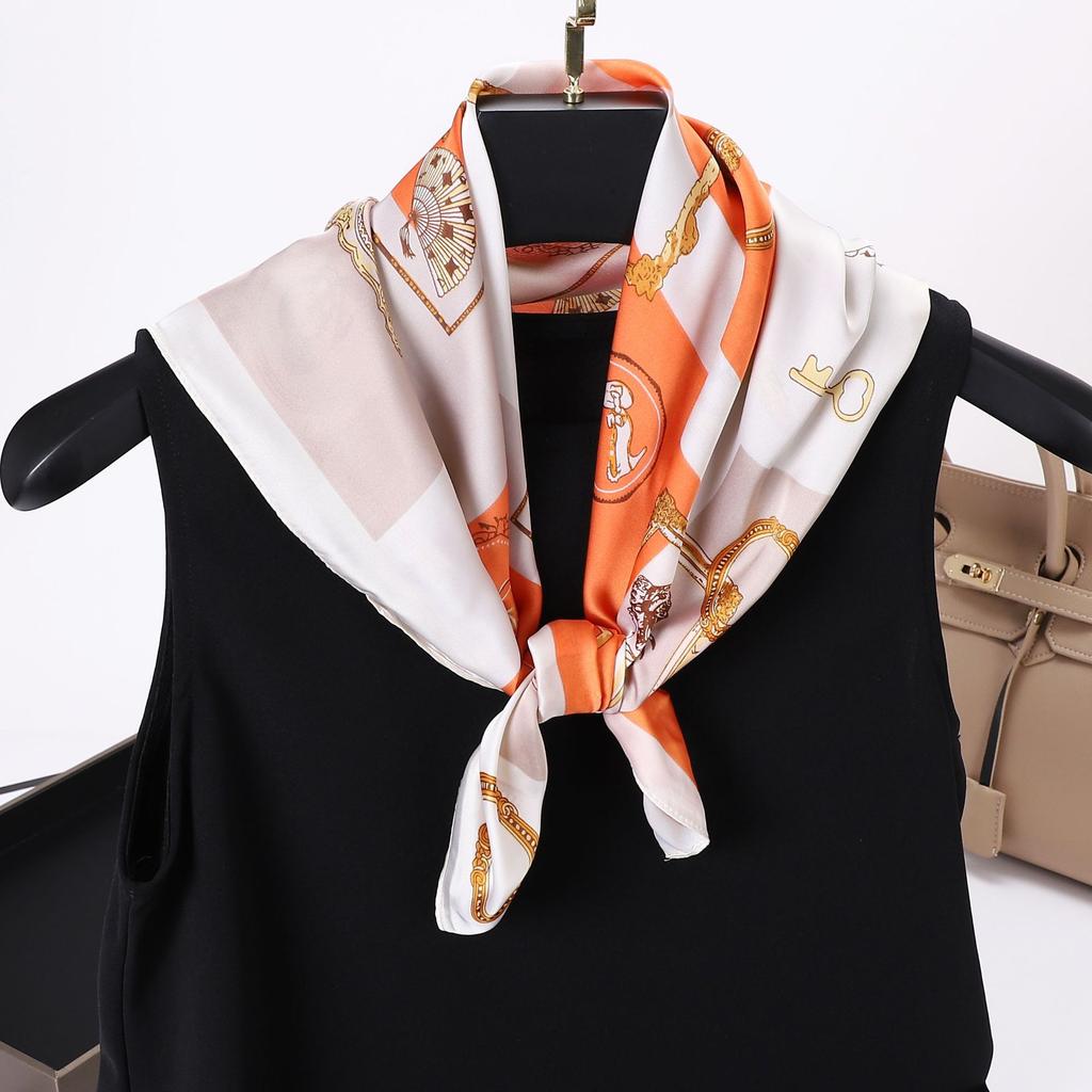Small Scarves With Spring And Autumn Prints  New Simulation Silk Square Scarves For Women's Fashion High-end Scarves Versatile Small Scarves