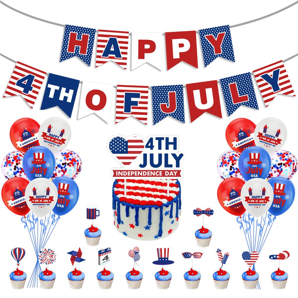 Independence Day Party Decoration Memorial Day Red Blue And White Flag Balloon Cover
