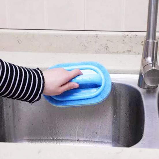 Bathroom Cleaning Sponge with Handle Scratch Free Reusable Widely Used Kitchen Scrubbing Sponge Residue Remover