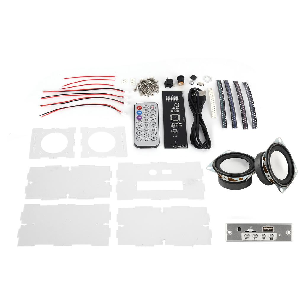 DIY Bluetooth Speaker Box Kit Small Electronic Sound Amplifier Transparent Case Set(12 Channels Spectrum Bluetooth