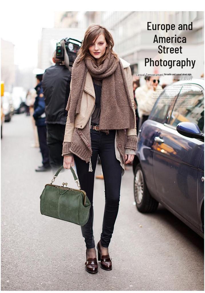 Women's British Retro Frosted Leather Shoulder & Crossbody Bag - Spring/Summer 2026
