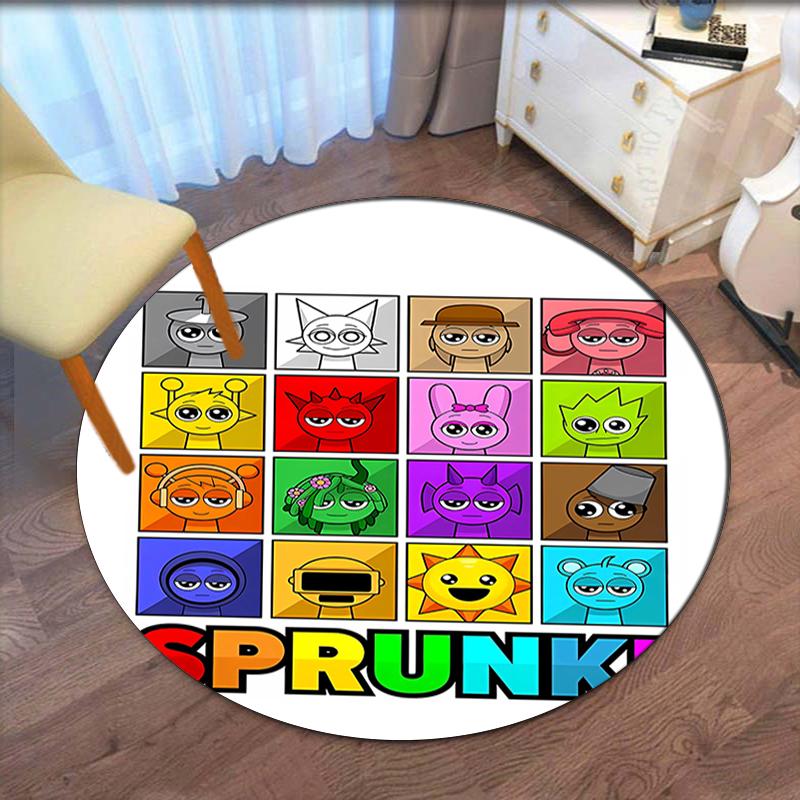 Sprunki Printed Round Rug Carpet Chair Rug Area Rug Entryway Doormats,for Office Chair Living Room Bedroom Kitchen Room.