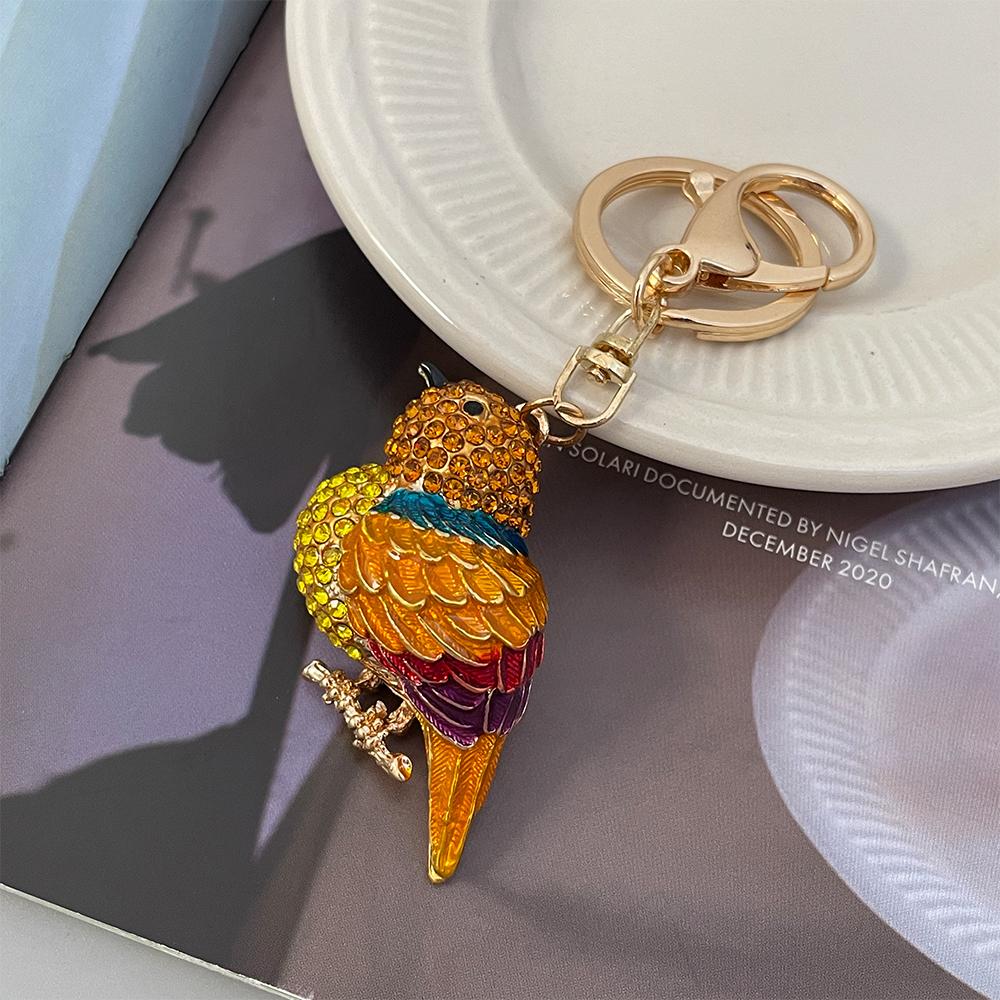 French Oil Painting Bird Handicraft Keychain Women s Luxury Bag Pendant Travel Souvenirs Gifts