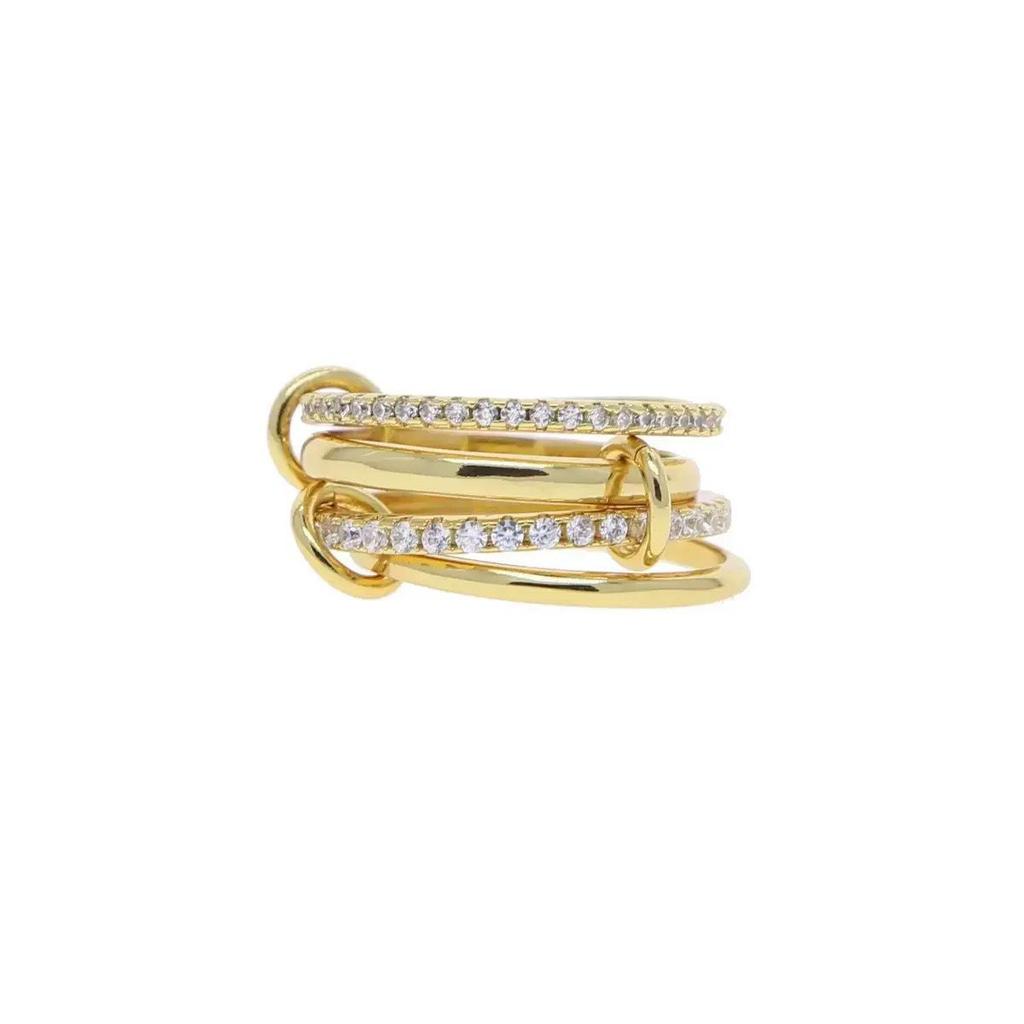Interlocking Zircon Diamond Ring - Two-Tone Trendy Personalized Design