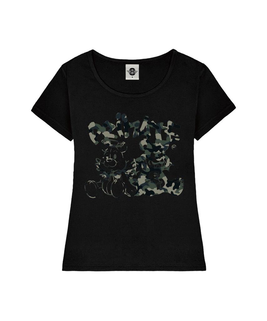 PRIMATE Camo Demie Women'S U-Neck Slim Fit Short Sleeve T-Shirt 5 Colors