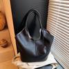 Premium Lazy Wind Tote Bag Women's New Trendy Portable Casual Litchi Pattern Shoulder Bucket Bag
