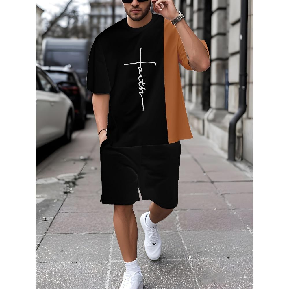 

Men s Summer Sports Suit Short-sleeved Shorts Are Trendy, Fashionable, Simple, Breathable and Versatile 6XL