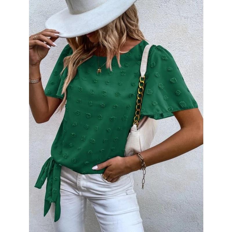 

Summer and Autumn Short-sleeved Thin Gauze Fake Two-piece Chiffon Women’s Blouses & Shirts S