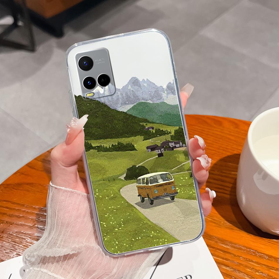 For Vivo Y21 Y21S Y21T Y21A Y21E Y21G Phone Case Painted Flowers Soft Clear TPU Silicone Funda For Vivo Y 21 Lightweight Bumper