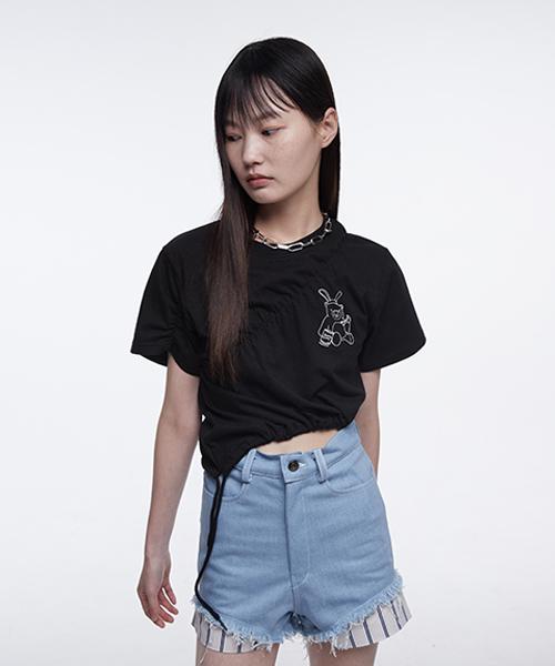 Fake Mama [Fake Mama X Alchemist] Small Bear Print Oversized Top_Black Free