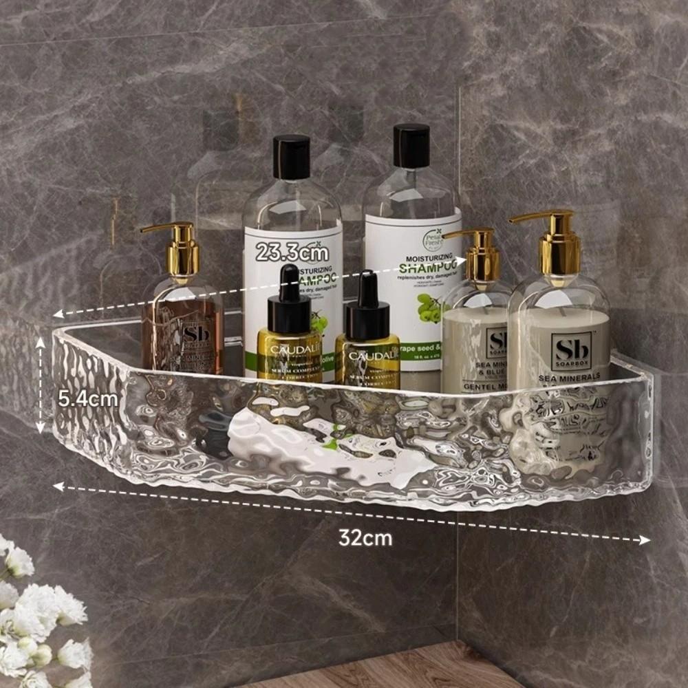 

New Glacier Design Corner Shelf PET Clear Shower Caddy Wall Mount Bathroom Shelf Shampoo Storage прозорий