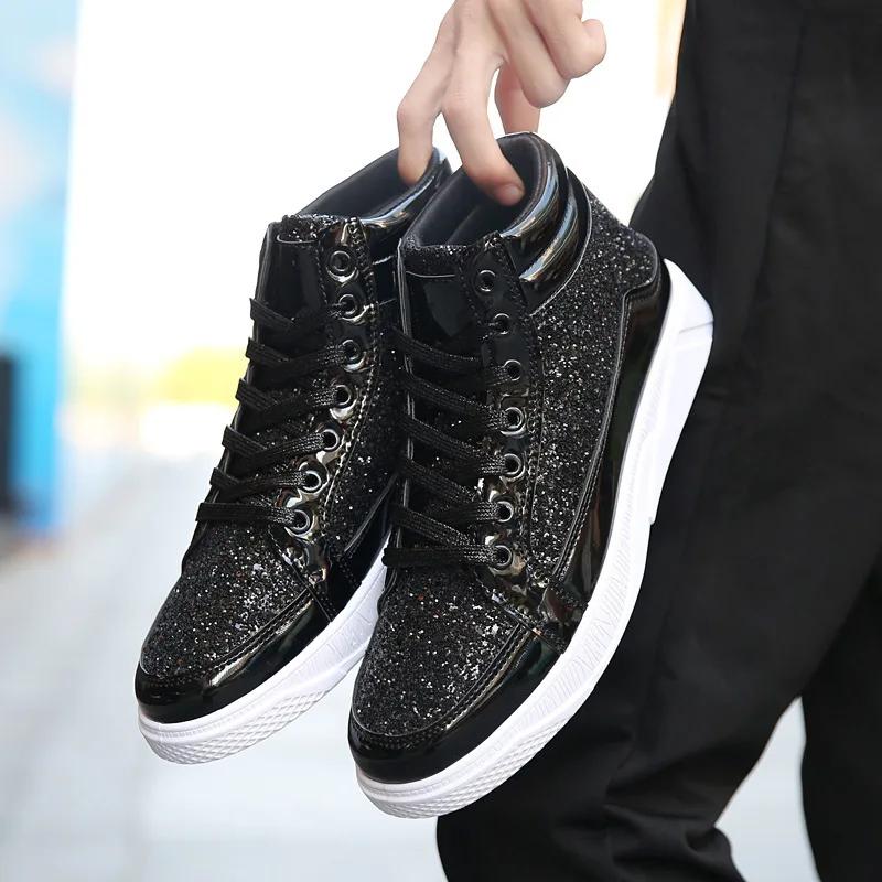 Hot Sale Man High Top Sneakers Luxury Glitter Men Ankle Boots Fashion Non-slip Casual Shoes High Quality Hip Hop Men Boots 2026