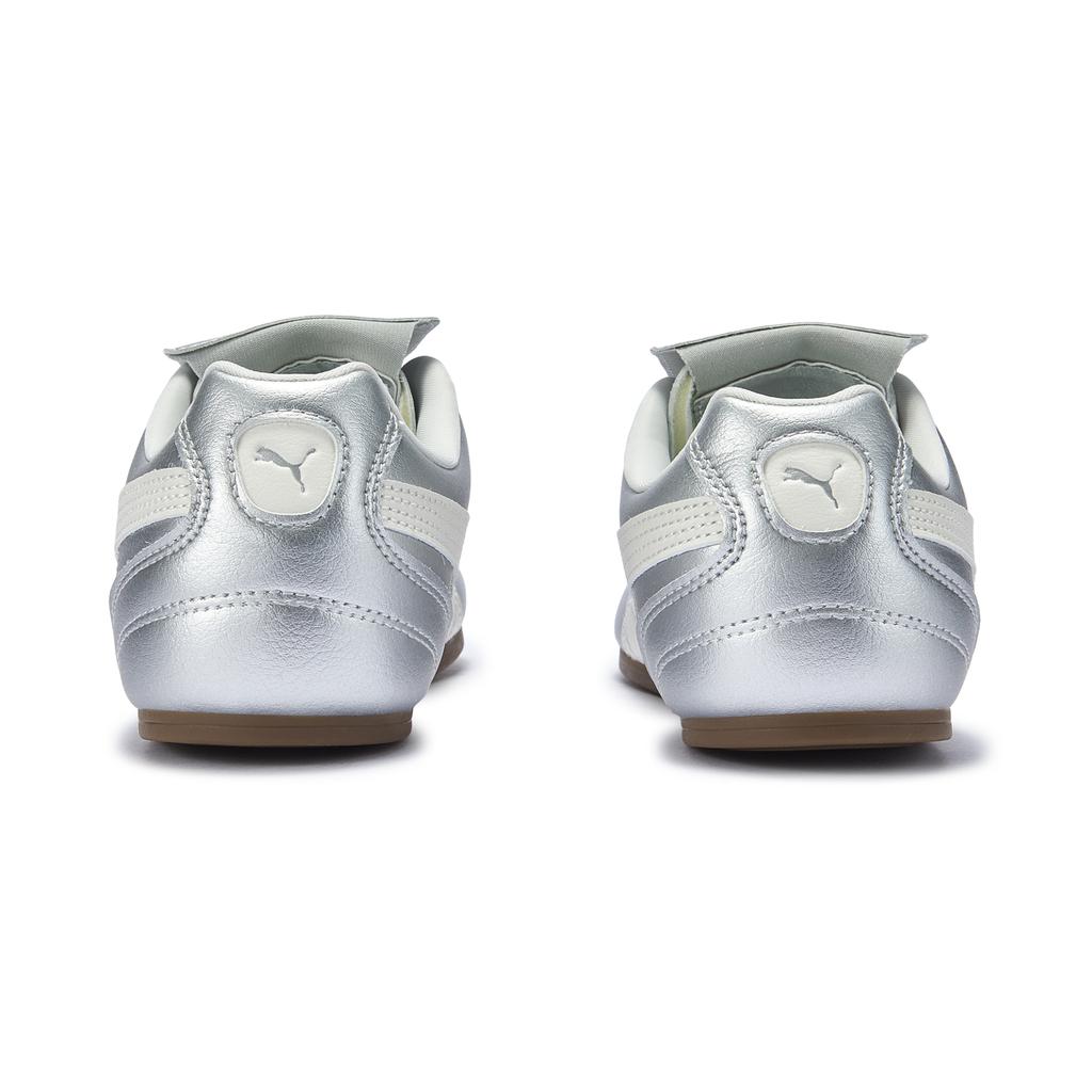 Puma Tackle Retro Leather Color Block Round Toe Thin Sole Unique Tongue Design Casual Shoes Unisex Sneakers Silver White 409116-01