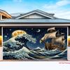 2D Starry Night Pirate Ship Backdrop Big Ocean Waves & Moonlight Background for Studio