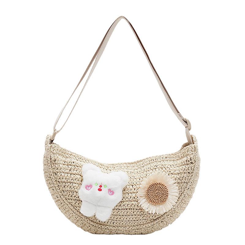 Holiday Wind Beach Bag Retro Woven Bag New Straw Bag Seaside Bag Crossbody Shoulder Dumpling Bag