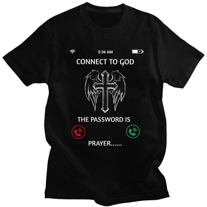 

Custom Cool Connect To God T Shirt Men Short Sleeves 100% Cotton T-shirt Leisure The Password Is Prayer Tee Tops Fashion Tshi... S разноцветный