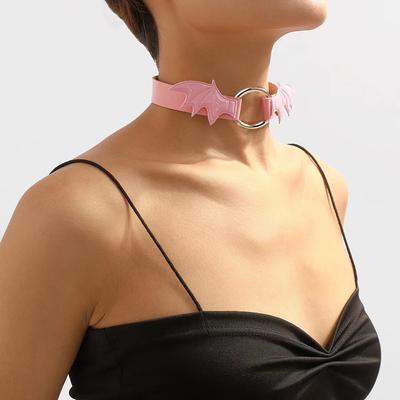 Fashion Pink Collar Goth Vampire Series Necklace Angel Wings Choker Collar Female