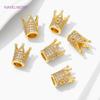 Trendy 18K Gold Plated Brass with Zircon Crown Spacer Beads For Bracelets Making,Beads Separators,DIY Jewelry Making Supplies