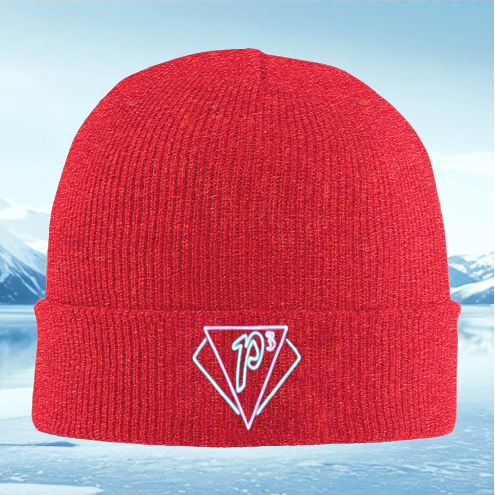 Neon light triangle symbol and letters Men Women Unisex Knitted Hat Beanie Pullover Cap Winter Thermal Warm Christmas Outdoor Cy
