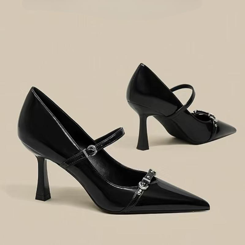 Fashion Women's Shoes 2025 Fashion Buckle Strap Women's High Heels New Metal Decoration Office and Career Sexy Pointed Toe Heels Women