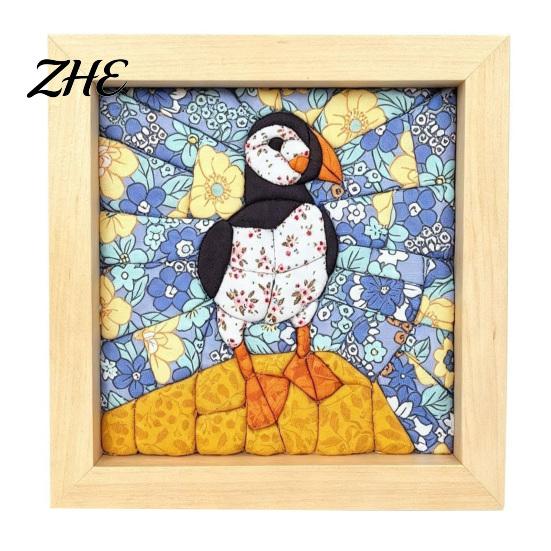 Relaxing Art Projects No-Sew Japanese Fabric Kit, DIY Mosaic Kits for Adults Beginners, Quilted Wall Collage Craft with Frame & Tools, Kits,