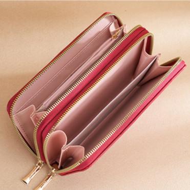 IELGY Ladies Long Wallet Diamond Double Zipper Fashion All-Match Wallet