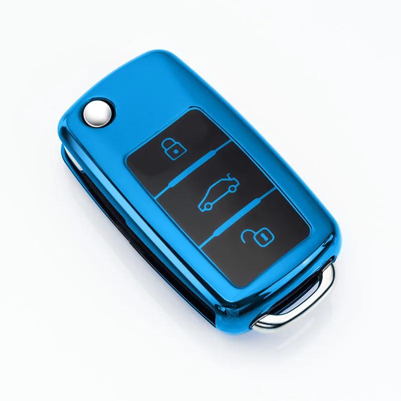 

Портативный автомобильный чехол для ключей из ТПУ для VW Volkswagen Polo Tiguan Passat B5 B6 B7 Golf 4 5 6 MK6 Jetta Lavida для Skoda Octavia синий