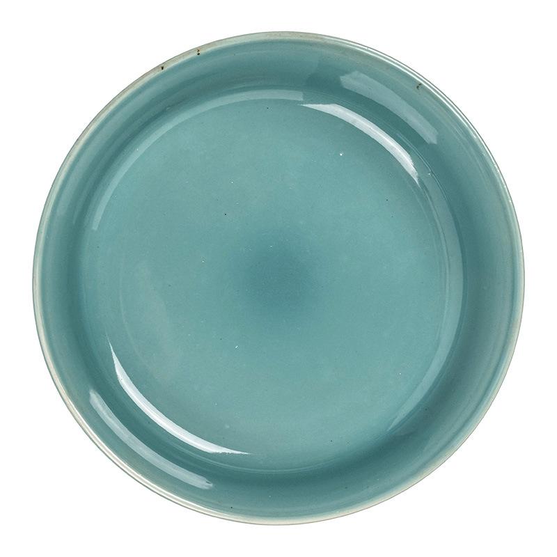 Big Bowl Retro Style Blue Ceramic Bowl Tableware Round Bowl Household Dish Bowl Fruit Salad Bowl Creative Soup Bowl