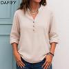 Women's Fashion Casual Spring Autumn Solid Color Print Long Sleeve V-Neck Blouses & Shirts