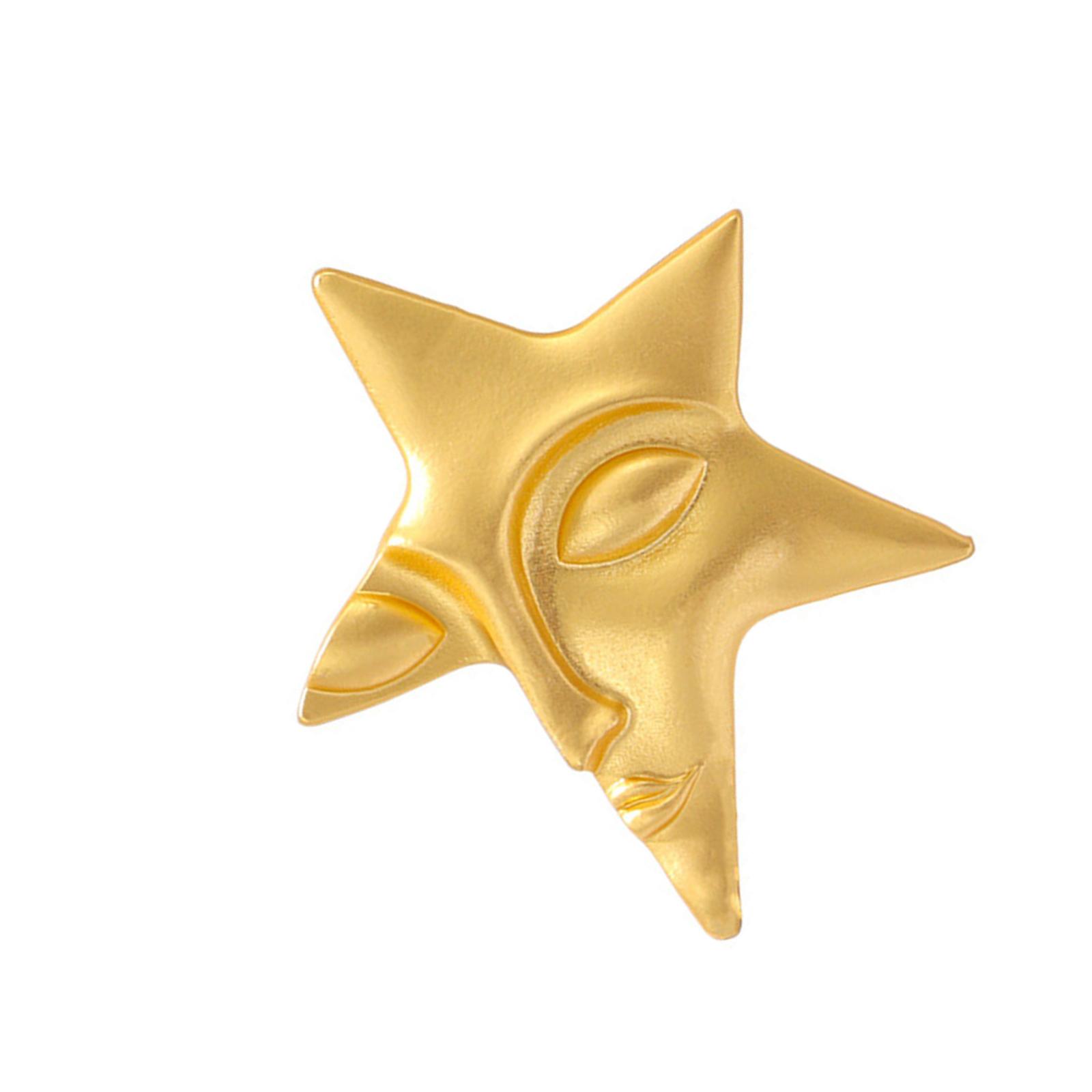 

Крутые броши-пины для лица, маски, фигурок для женщин и мужчин, позолоченные, для лацкана пиджака, воротника костюма, платья, в виде пятиконечной звезды