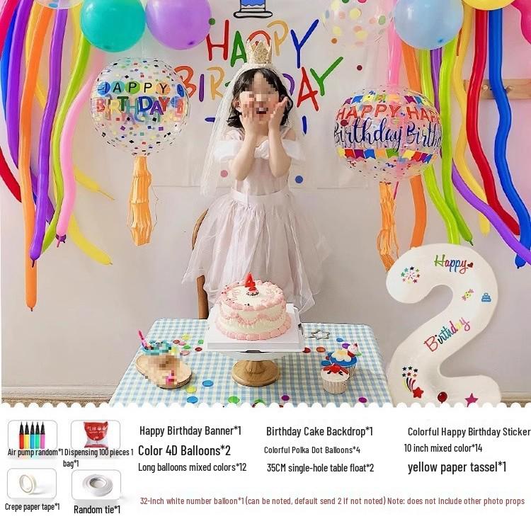 First Birthday Balloon Decoration Set for Kids - Party Background Wall for Boys & Girls
