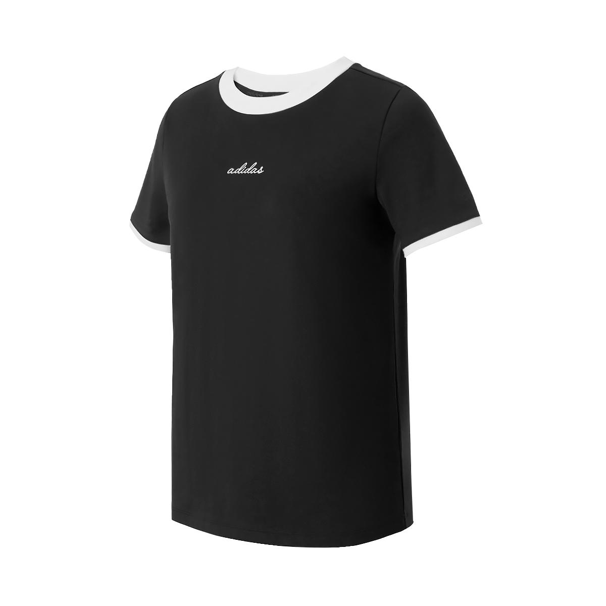 Adidas Color Block Round Neck Pullover Short Sleeve T-Shirt Women tops Black KU5389 S