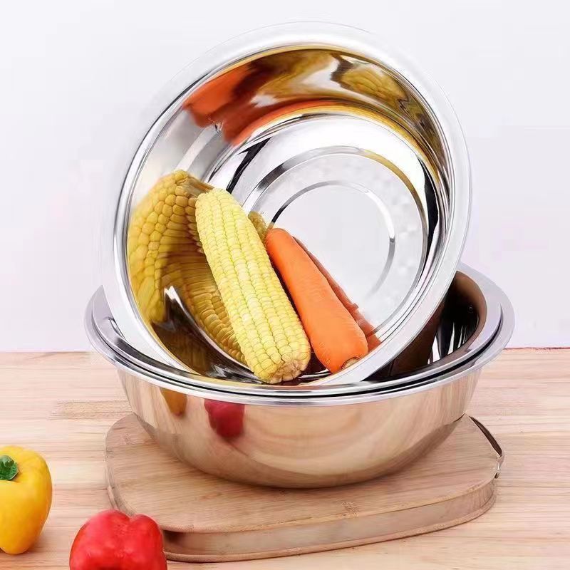 304 Stainless Steel Basin Bowl Salad Mixing Bowl Soup Bowl Vegetable Washing Bakeware Kneading