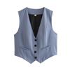 Spring and Summer New Women's Clothing Minimalist Style V Neck Sleeveless Decorated Row Button Short Candy Color Vest Jacket 2347888