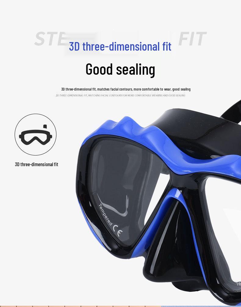 Maschera da Immersione in Silicone per Bambini e Adulti con Snorkel - Lente in Vetro Temperato HD, Montatura Grande