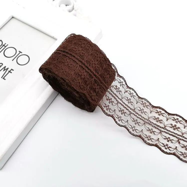 10Meters/Roll 4.5CM Red Black Blue Embroidery Lace Ribbon DIY Apparel Sewing Fabric Wedding Christmas Halloween Gift Decoration