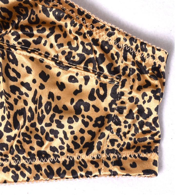 Printed Leopard Print Wire-free Full-cup Bra for Plus-size Girls Ultra-thin Cups No Padding
