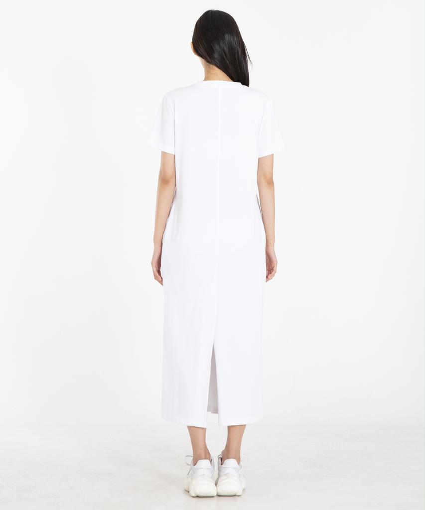 Row To Row Wrd051 Knit Cotton Slim Long Dress (White)