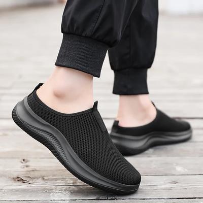 Mens Half Slippers Summer Breathable Mesh Mens Shoes Outdoor Casual Walking Shoes Large Flat Light Mesh Slippers Sandals