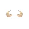Retro Doudou C-shaped stud earrings French texture sense personalized fashion versatile light luxury sense wide face ear jewelry women