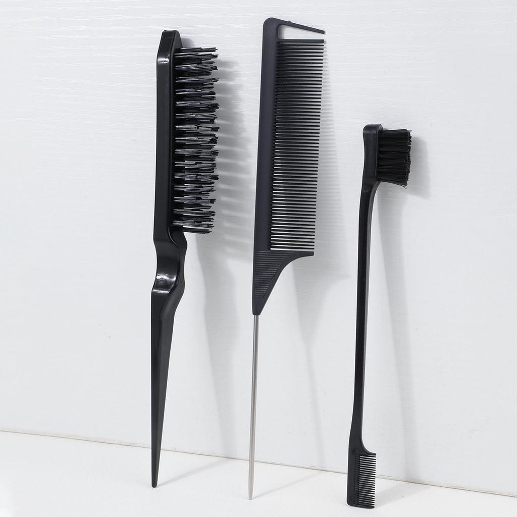 Hair Brush Set - 3 Pcs, Slick Back, Rat Tail, Teasing Comb for Kids and Baby Hair Smoothing