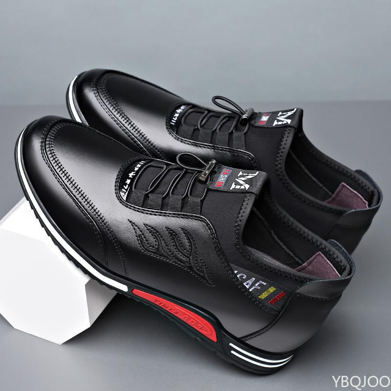 Spring New High Top Casual Men's Shoes with Waterproof Leather Surface Increased Height Inside Casual Sports Vulcanized for Men
