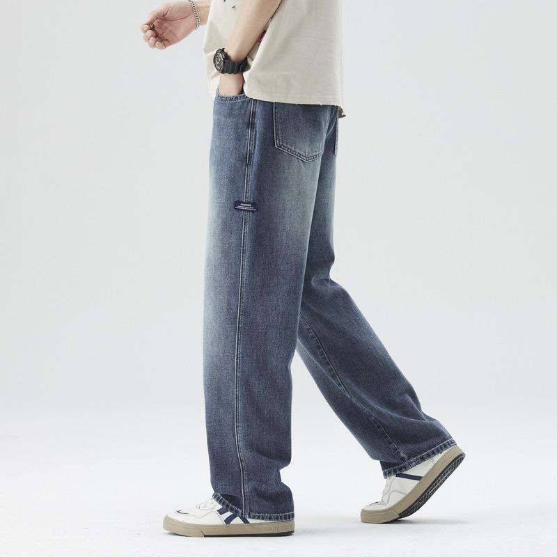 New Spring and Summer Men's Japanese Loose Straight High Street Retro Wide-leg Jeans Men