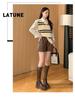 Women's PU Leather High-Waist Bootcut Shorts - 2024 Autumn/Winter Plus Size Fashion